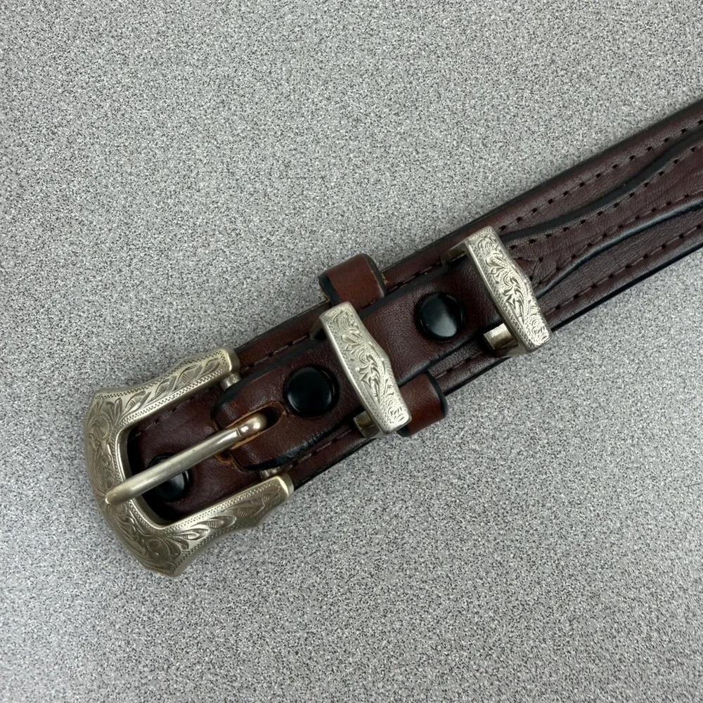David Switzer Belt Mens 40 Brown Harvest Leather Western Tapered Ranger Buckle